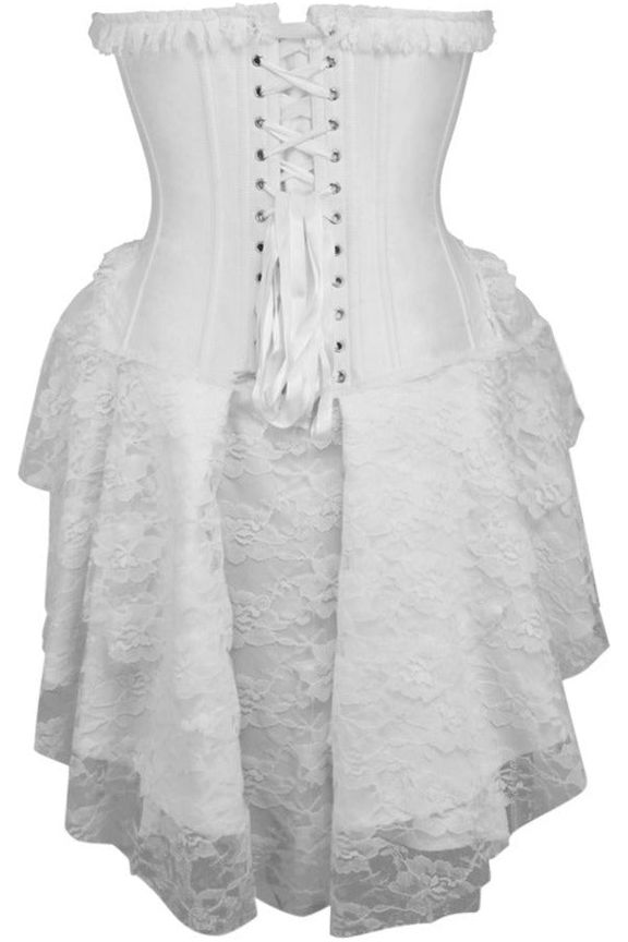 Daisy Beachwear Top Drawer Steel Boned Strapless White Lace Victorian Corset Dress