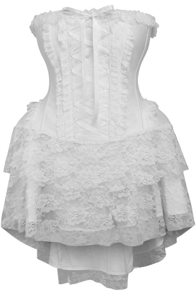 daisy beachwear Top Drawer Steel Boned Strapless White Lace Victorian Corset Dress