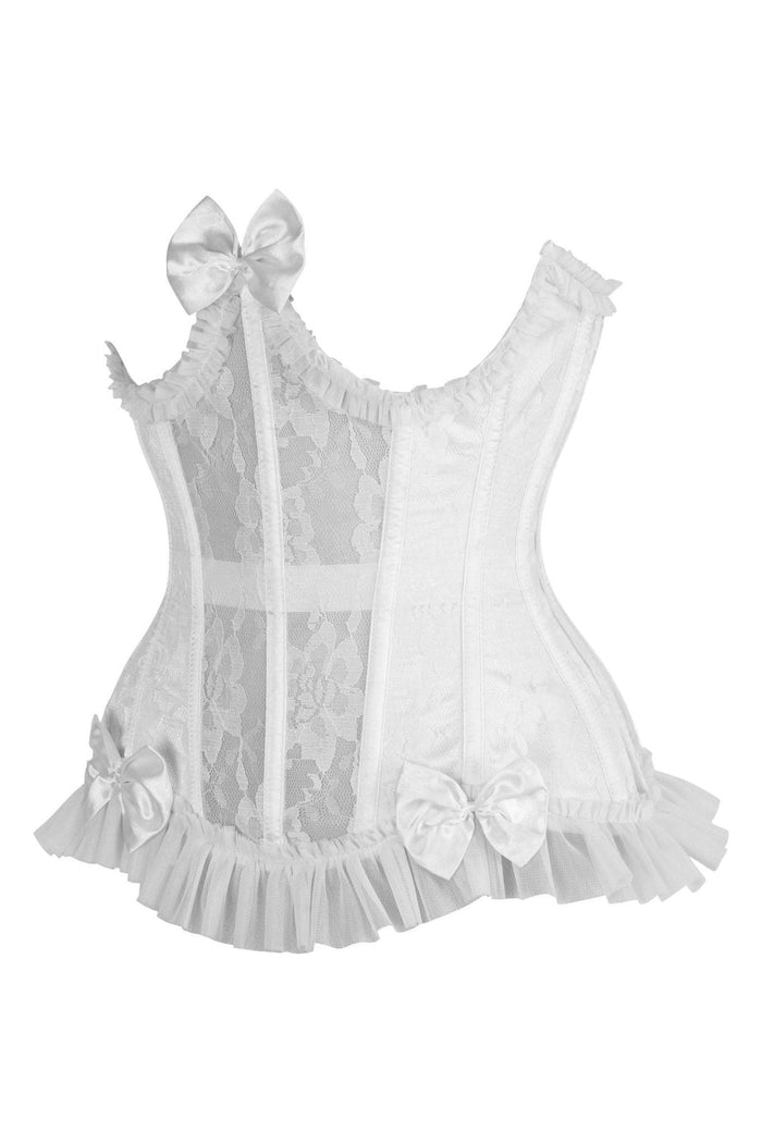 Daisy Beachwear Top Drawer Steel Boned White Lace Underwire Burlesque Underbust Corset Cincher