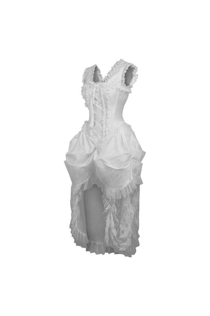 Daisy Beachwear Top Drawer Steel Boned White Lace Victorian Bustle Corset Dress