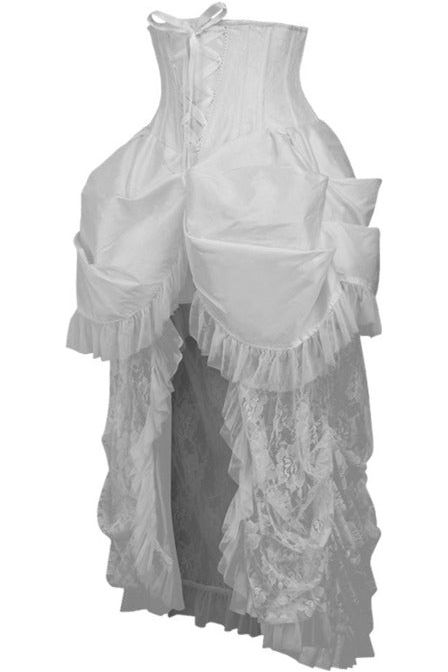 Daisy Beachwear Top Drawer Steel Boned White Lace Victorian Bustle Underbust Corset Dress