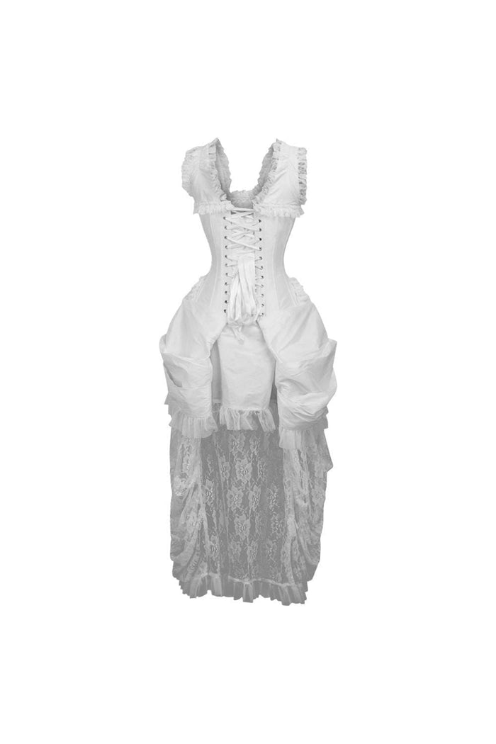 Daisy Beachwear Top Drawer Steel Boned White Lace Victorian Bustle Corset Dress