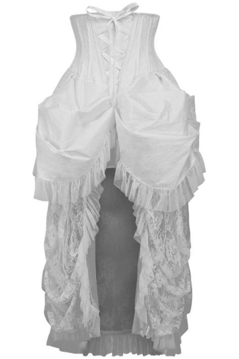 daisy beachwear Top Drawer Steel Boned White Lace Victorian Bustle Underbust Corset Dress