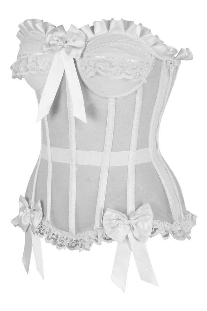 Daisy Beachwear Top Drawer Steel Boned White Mesh Underwire Bustier Corset