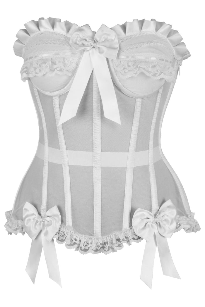daisy beachwear Top Drawer Steel Boned White Mesh Underwire Bustier Corset
