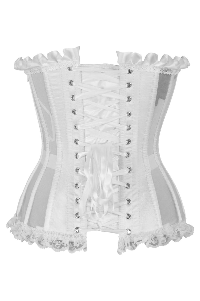 Daisy Beachwear Top Drawer Steel Boned White Mesh Underwire Bustier Corset