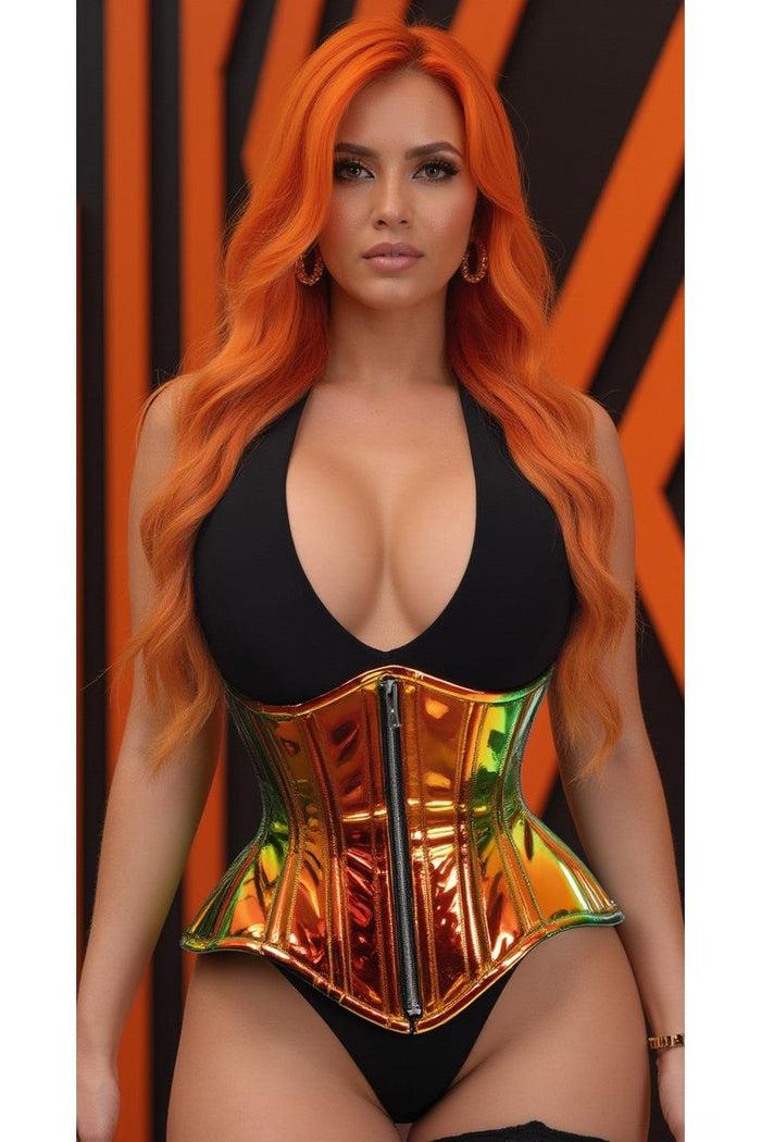 Daisy Beachwear Top Drawer Sunset Holo Double Steel Boned Underbust Waist Cincher Corset