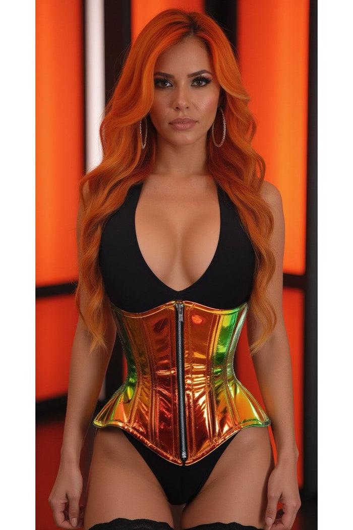 Daisy Beachwear Top Drawer Sunset Holo Double Steel Boned Underbust Waist Cincher Corset