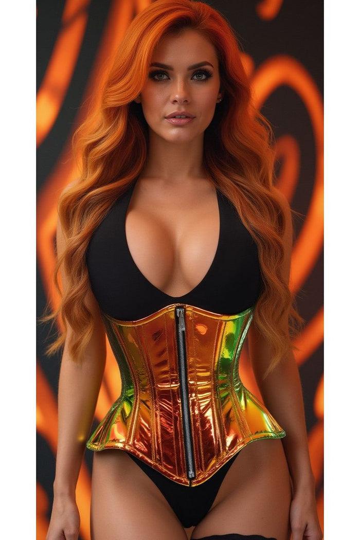 daisy beachwear Top Drawer Sunset Holo Double Steel Boned Underbust Waist Cincher Corset