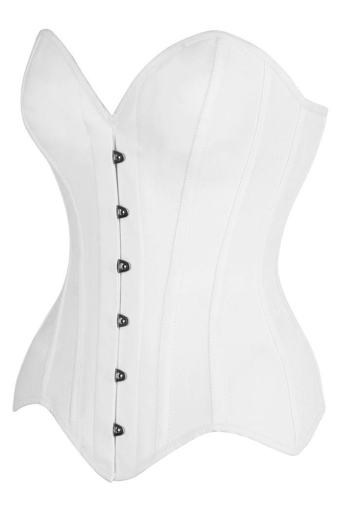 Daisy Beachwear Top Drawer White Cotton Steel Boned Overbust Corset
