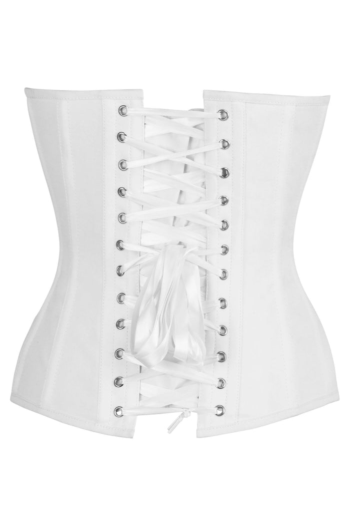 Daisy Beachwear Top Drawer White Cotton Steel Boned Overbust Corset