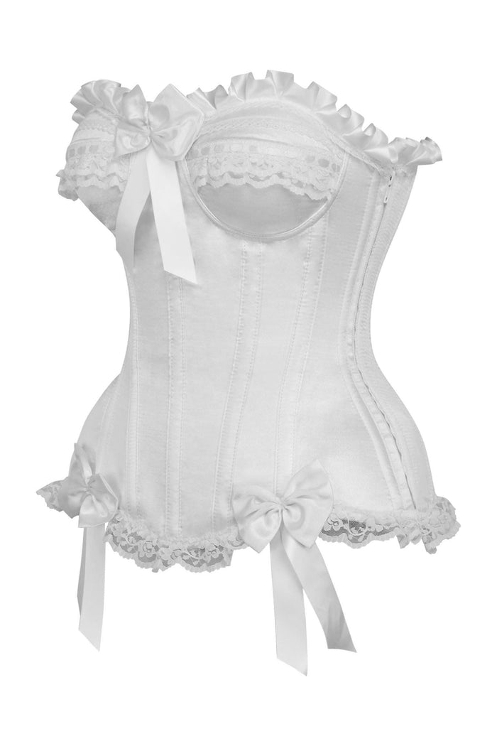 Daisy Beachwear Top Drawer White Satin Steel Boned Burlesque Corset