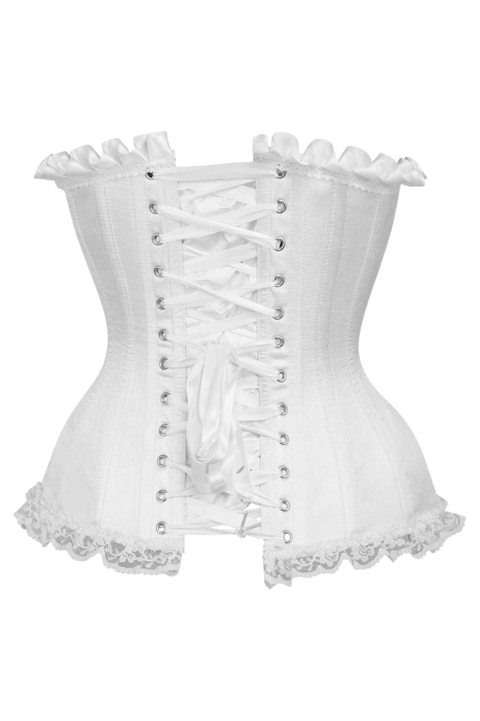 Daisy Beachwear Top Drawer White Satin Steel Boned Burlesque Corset