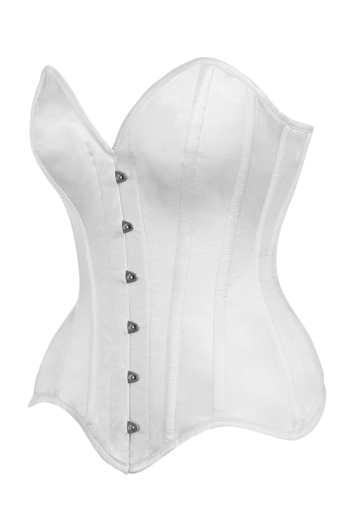 Daisy Beachwear Top Drawer White Satin Steel Boned Overbust Corset
