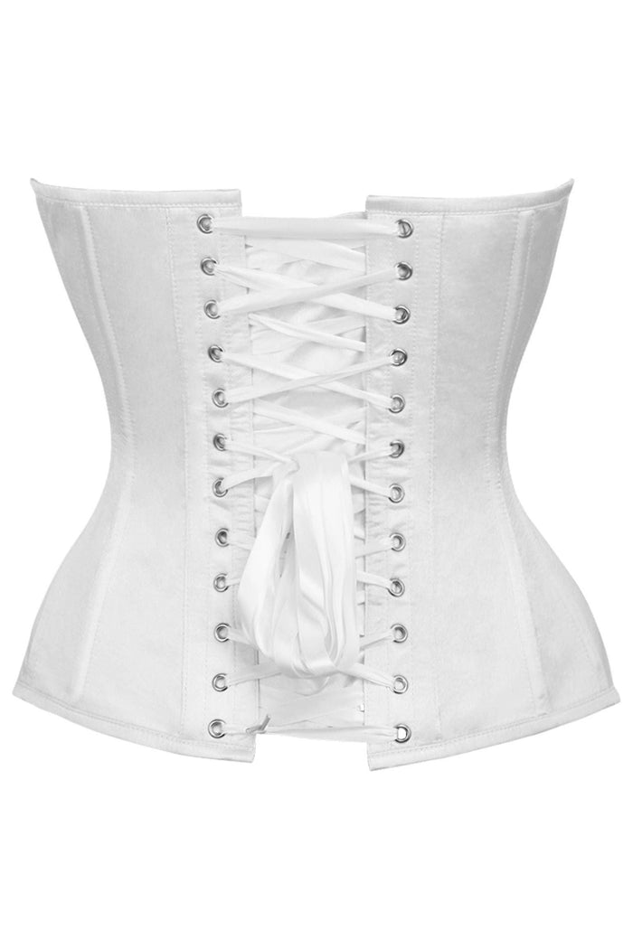 Daisy Beachwear Top Drawer White Satin Steel Boned Overbust Corset