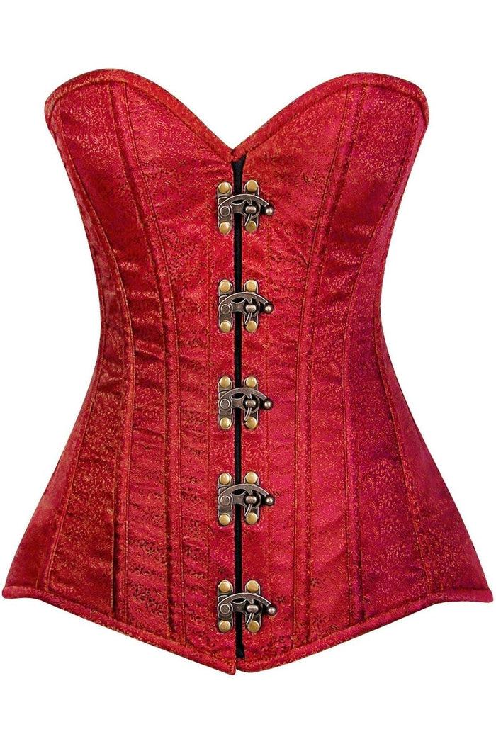 daisy beachwear Top Drawer Wine Brocade Steel Boned Corset w/Clasp Closure