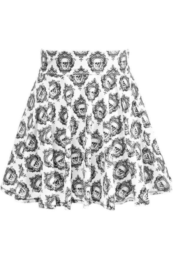 daisy beachwear White/Black Gothic Skull Print Stretch Lycra Skirt