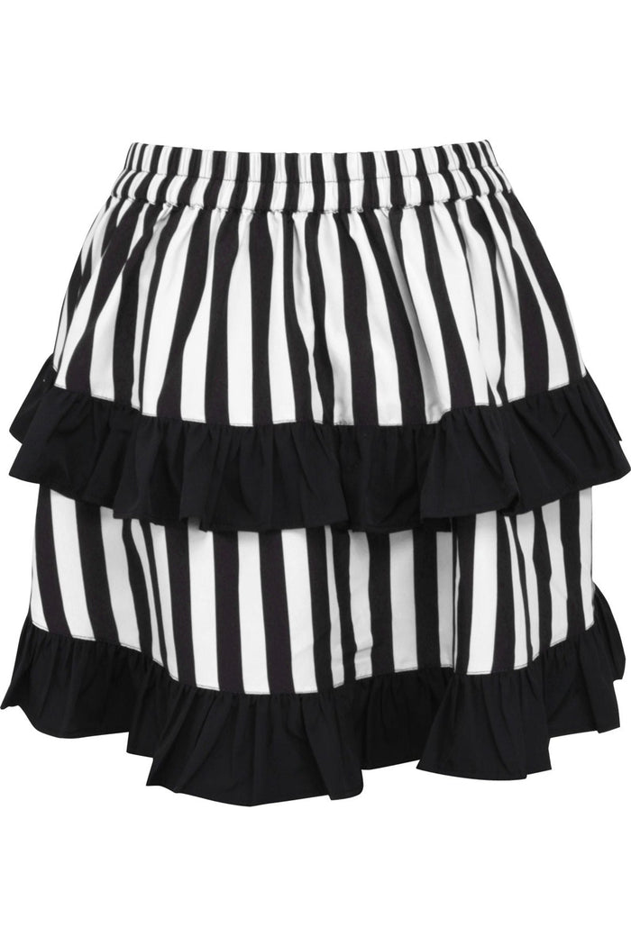 Daisy Beachwear White/Black Striped Ruched Bustle Skirt