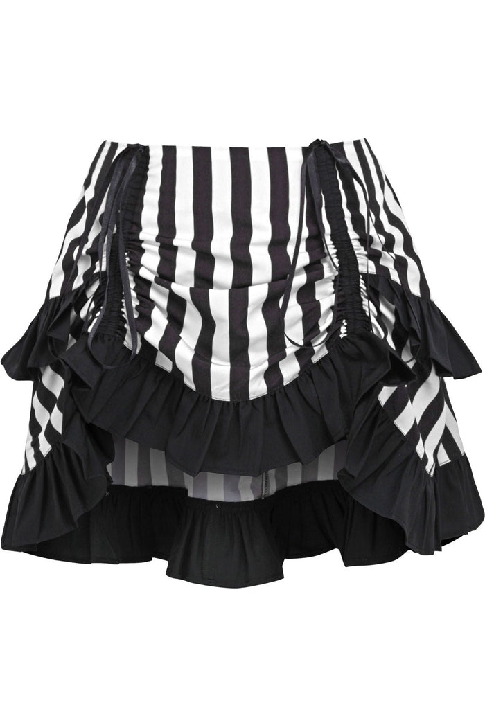 daisy beachwear White/Black Striped Ruched Bustle Skirt