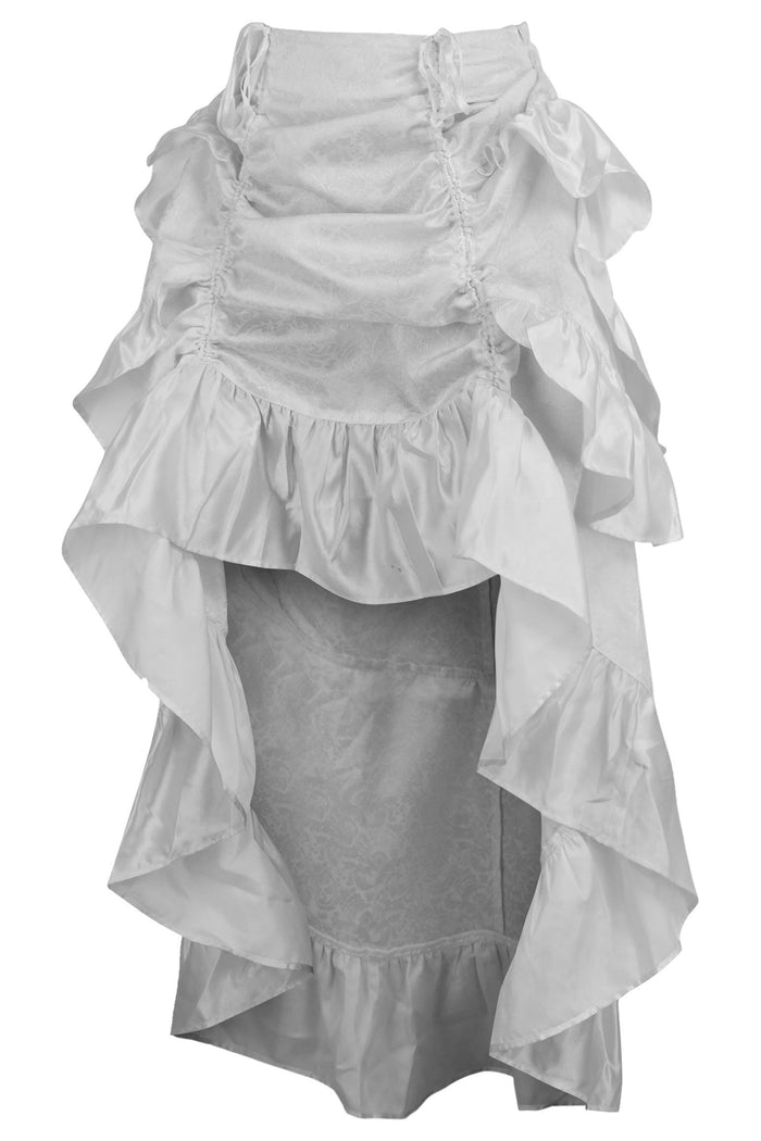 Daisy Beachwear White Brocade Adjustable High Low Bustle Skirt