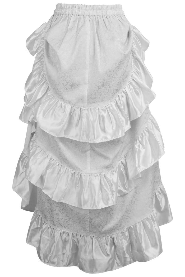 Daisy Beachwear White Brocade Adjustable High Low Bustle Skirt