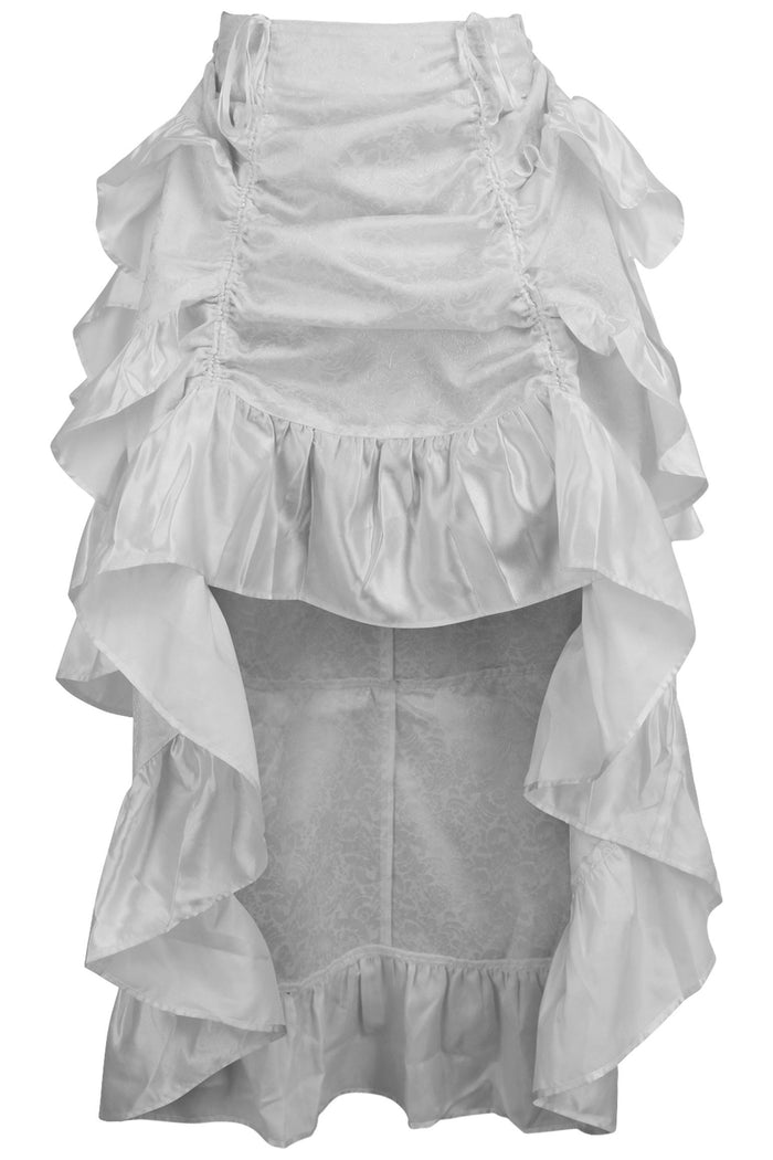 daisy beachwear White Brocade Adjustable High Low Bustle Skirt