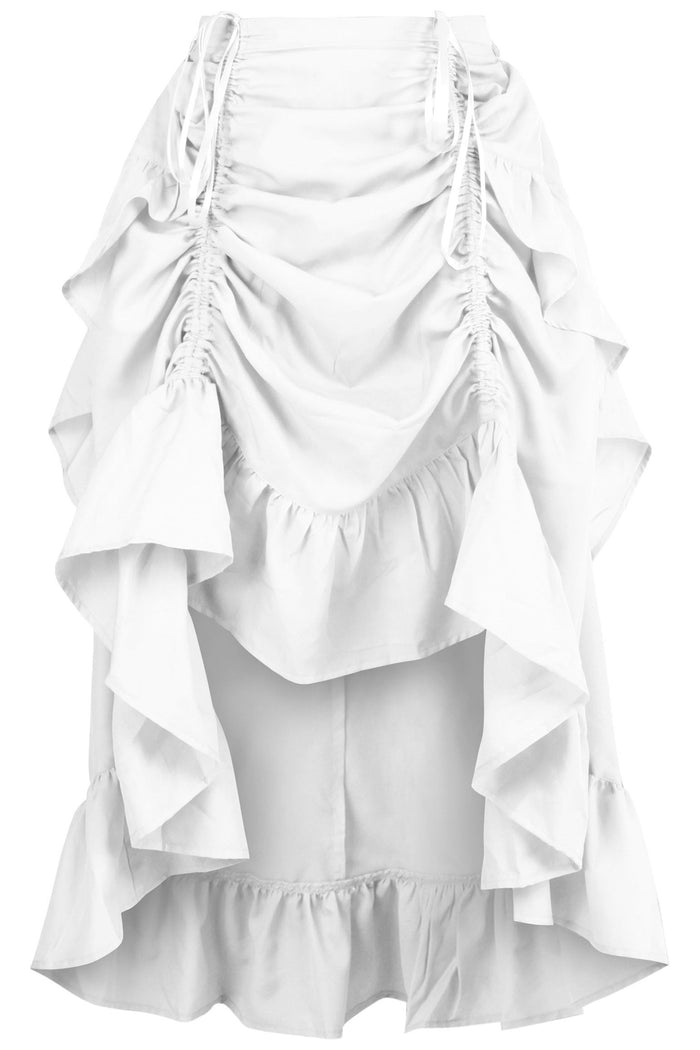 daisy beachwear White Crepe Adjustable High Low Skirt