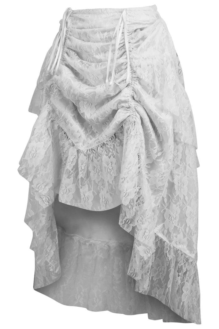 Daisy Beachwear White Lace Adjustable High Low Bustle Skirt