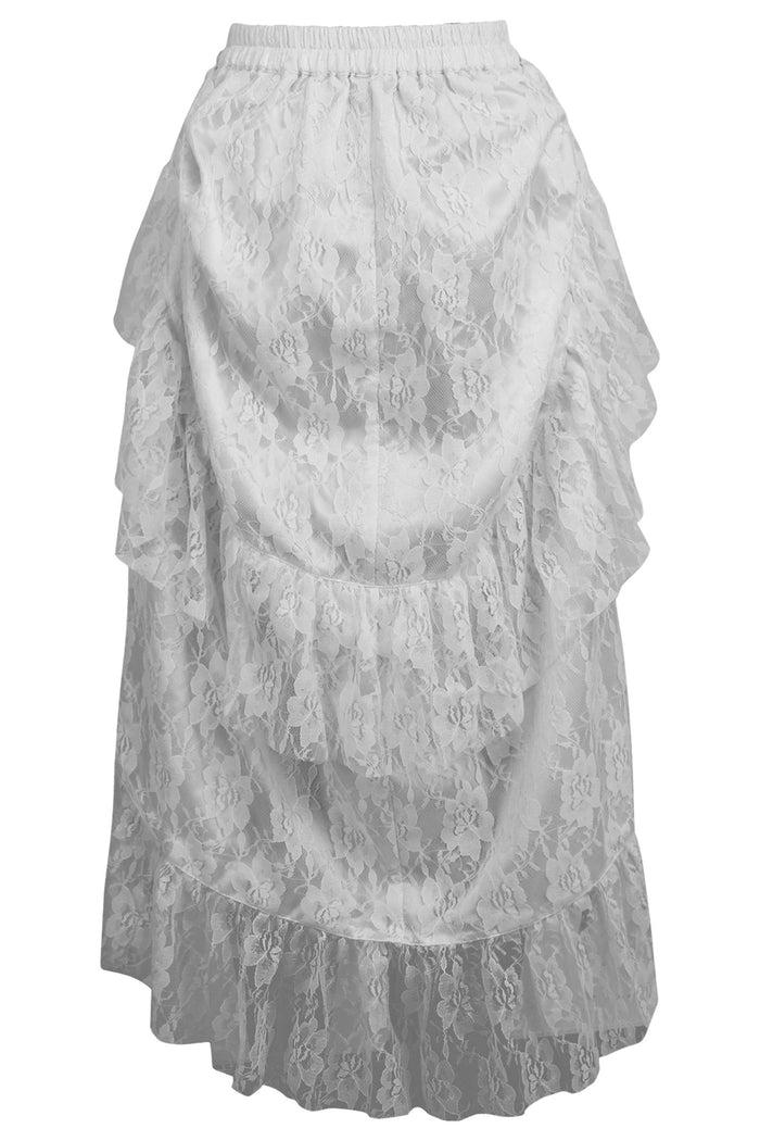 Daisy Beachwear White Lace Adjustable High Low Bustle Skirt