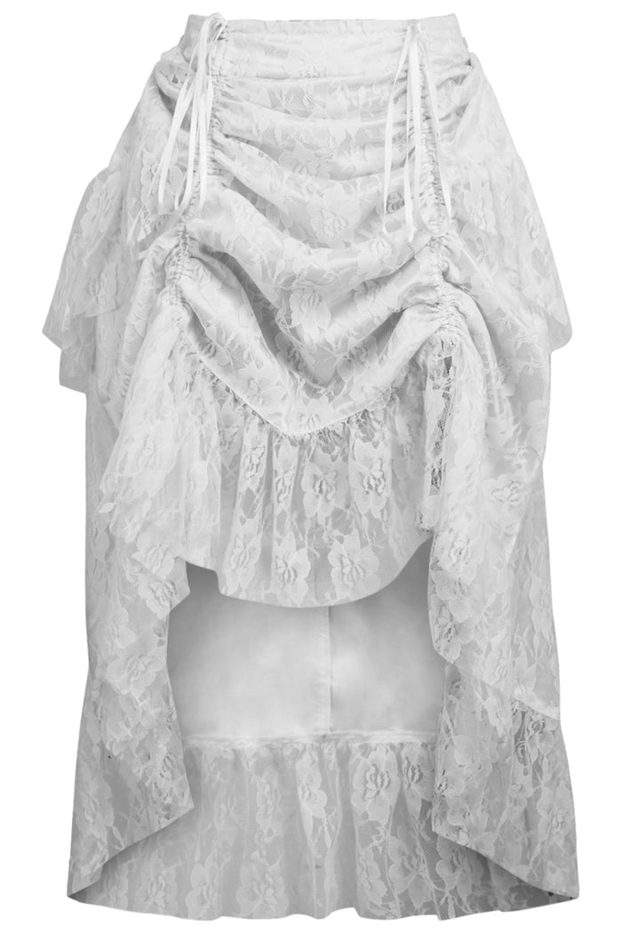 daisy beachwear White Lace Adjustable High Low Bustle Skirt