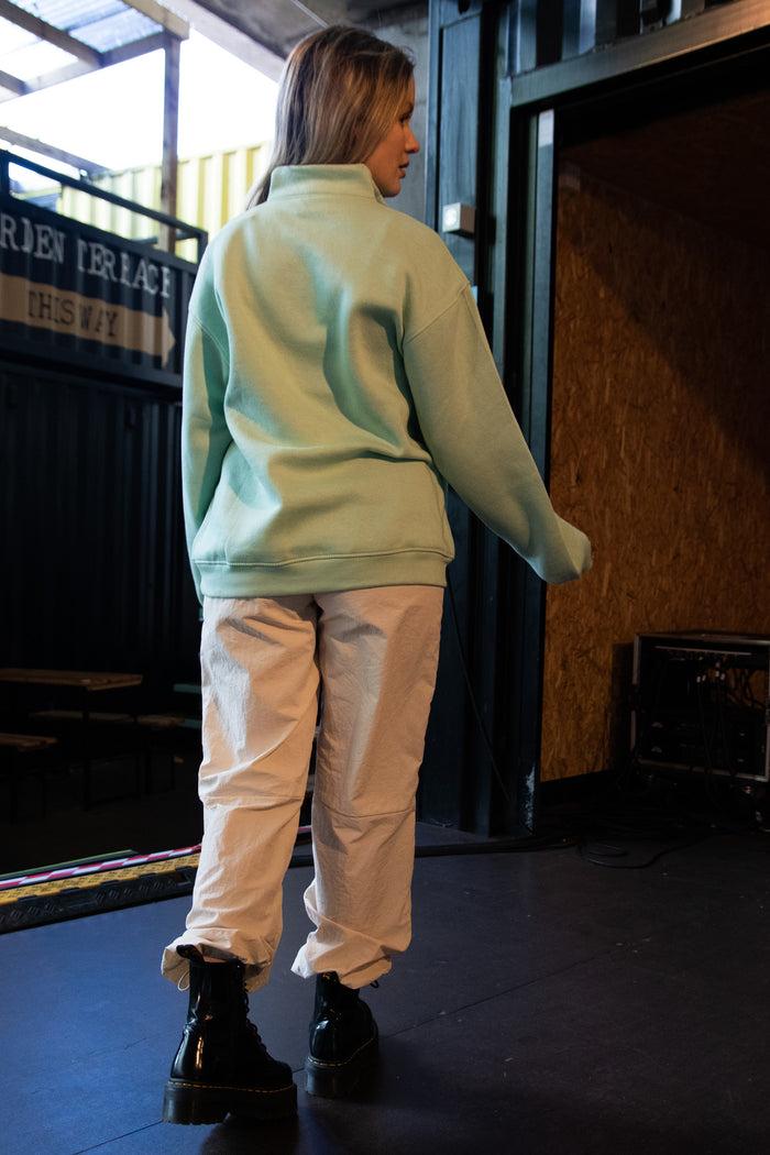 Daisy Street Daisy Street 1/4 Zip Boyfriend Sweater With Embroidered Print