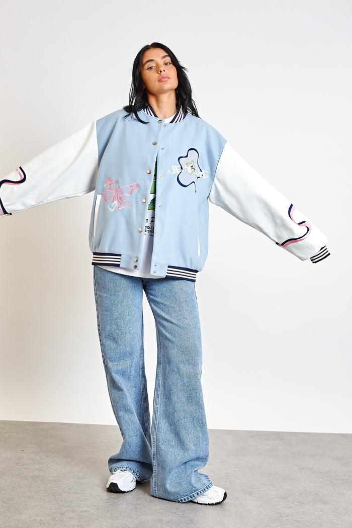 daisy street Daisy Street Au Revoir Bomber Jacket With Embroidery