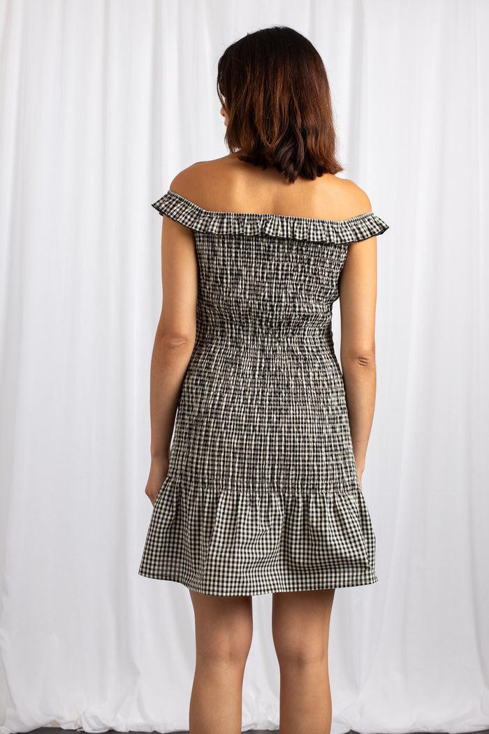 Daisy Street Daisy Street Bardot Shirred Mini Dress With Frill