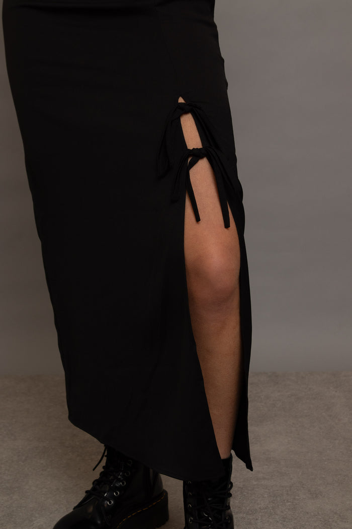 Daisy Street Daisy Street Black Midi Skirt With Bows