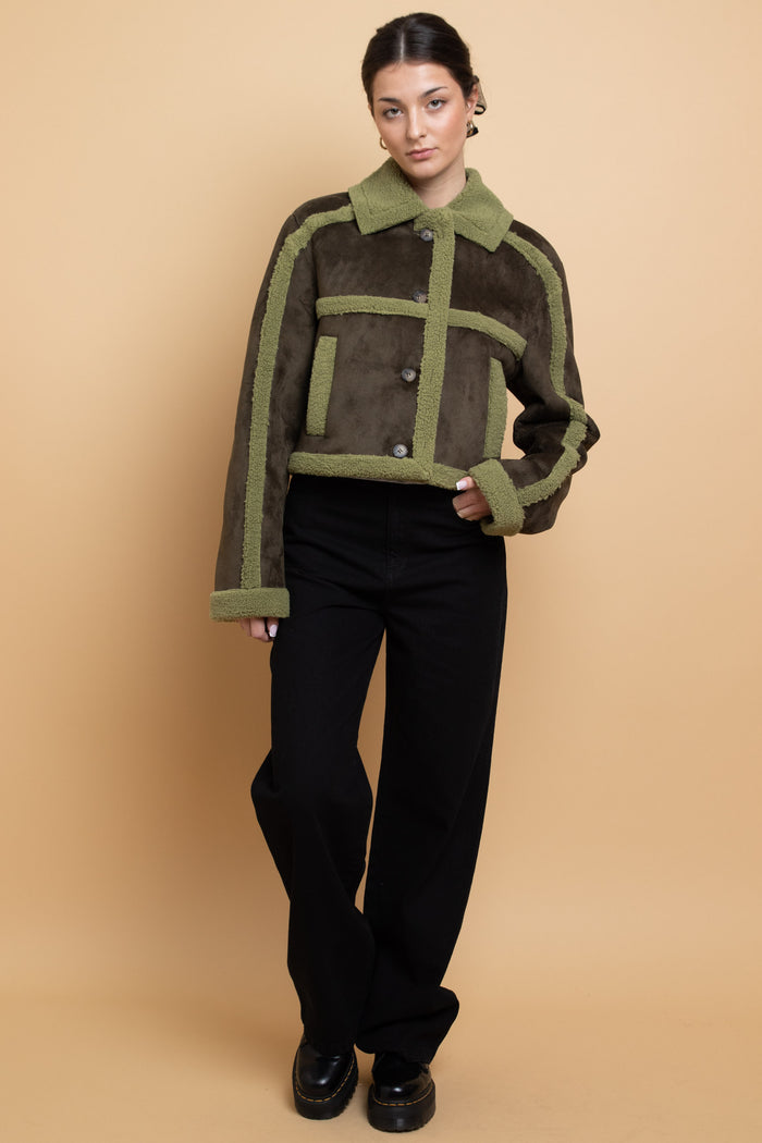 Daisy Street Daisy Street Borg Detail Cropped Jacket