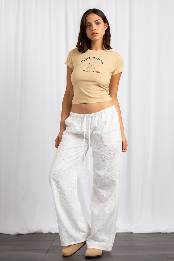daisy street Daisy Street Broderie Anglaise Low Rise Wide Leg Trousers