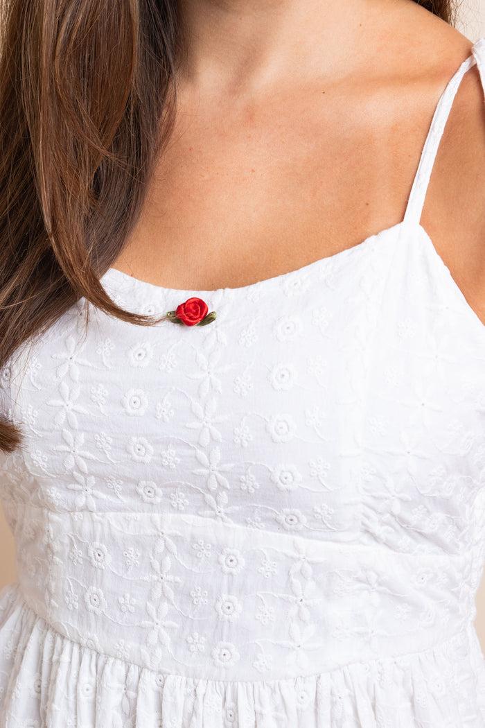 Daisy Street Daisy Street Broderie Mini Dress With Rose Trim