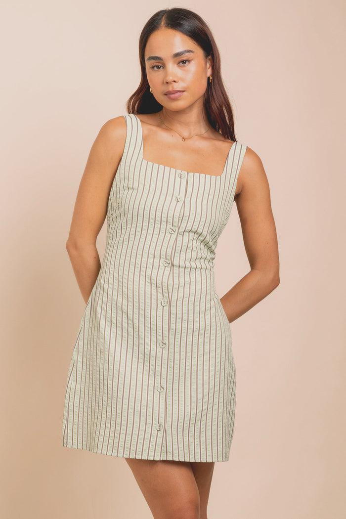 daisy street Daisy Street Button Front Square Neck Mini Dress