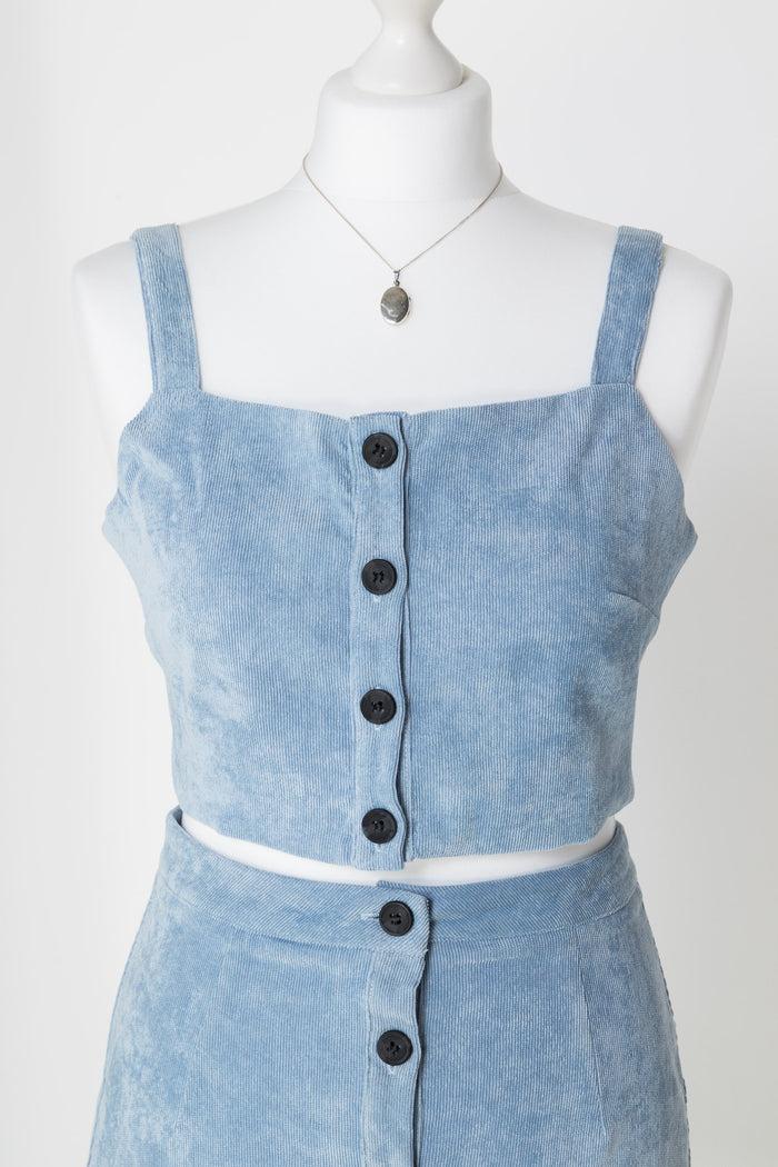 Daisy Street Daisy Street Button Up Crop Top In Cord