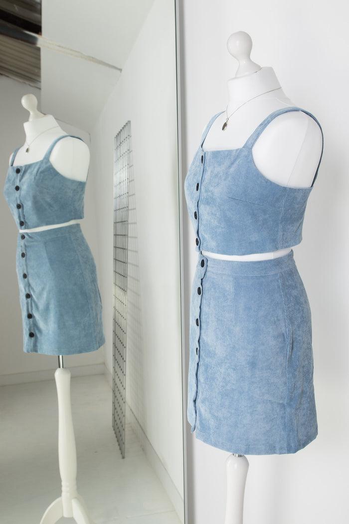 daisy street Daisy Street Button Up Crop Top in Cord