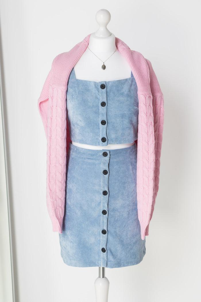 daisy street Daisy Street Button Up Mini Skirt in Cord