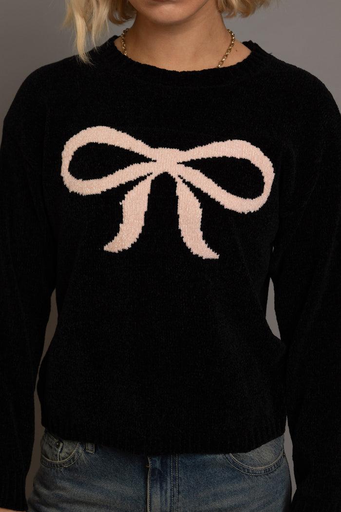 Daisy Street Daisy Street Chenille Bow Motif Sweater