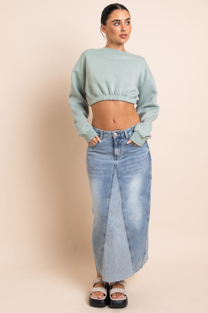 Daisy Street Daisy Street Crop Sweater In Salt Green