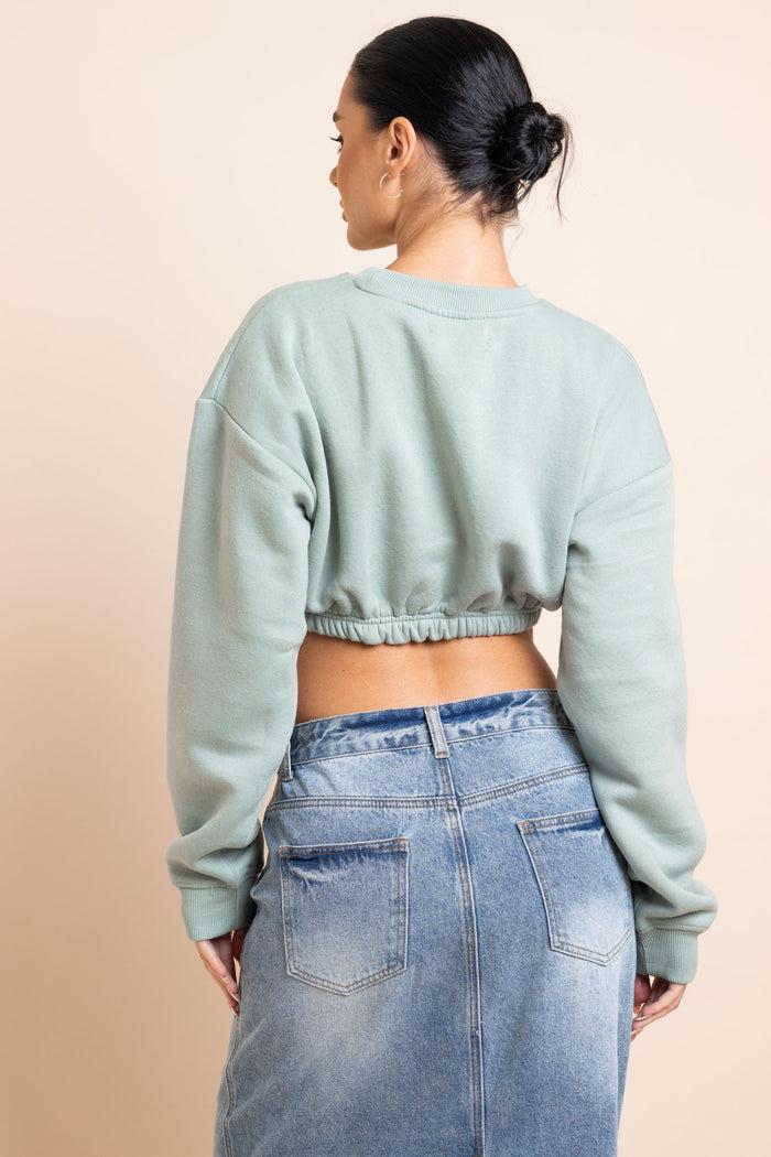 Daisy Street Daisy Street Crop Sweater In Salt Green