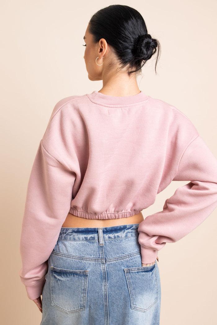Daisy Street Daisy Street Crop Sweater In Silver Pink