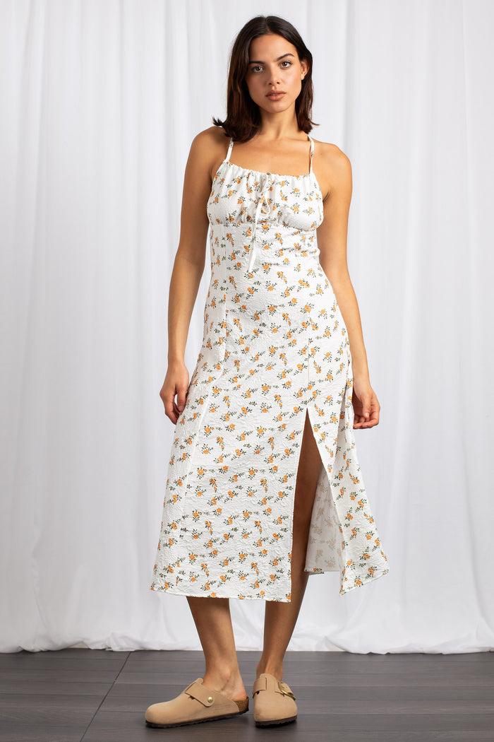 daisy street Daisy Street Cross Back Ruched Bust Midi Dress With High Split