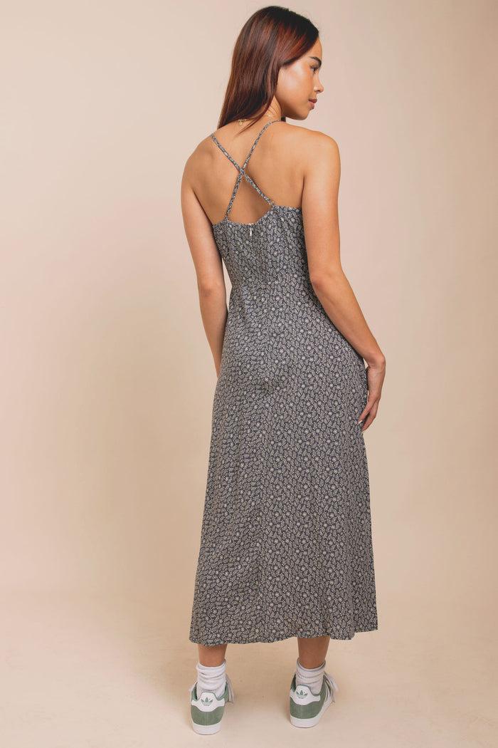 Daisy Street Daisy Street Cross Over Strap Ruched Bust Midi Dress With Split