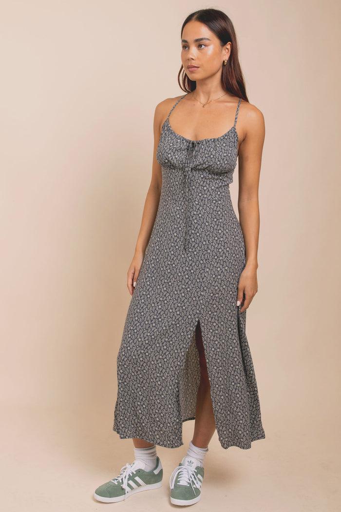 Daisy Street Daisy Street Cross Over Strap Ruched Bust Midi Dress With Split