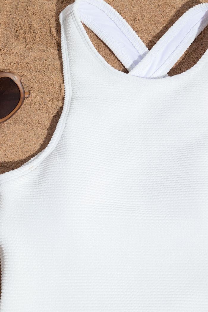 Daisy Street Daisy Street Cross Strap Cut Out Back Crinkle Swimsuit