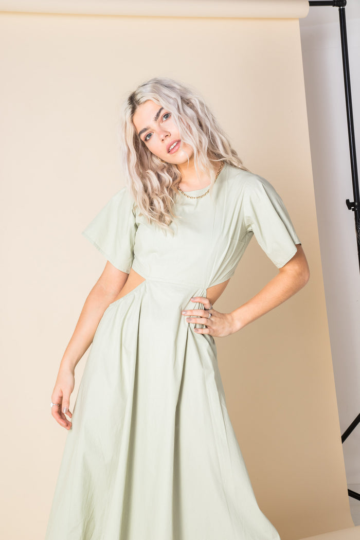 daisy street Daisy Street Cut-Out Cotton Midi Dress